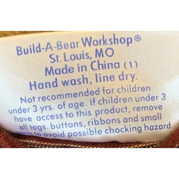 Build A Bear Workshop Brown Bear Plush Maroon Striped Golf Shirt Stuffed Animal - Picture 12 of 12